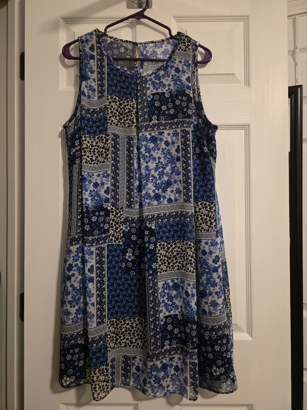 by & by Navy and White Patchwork Floral Mini Dress